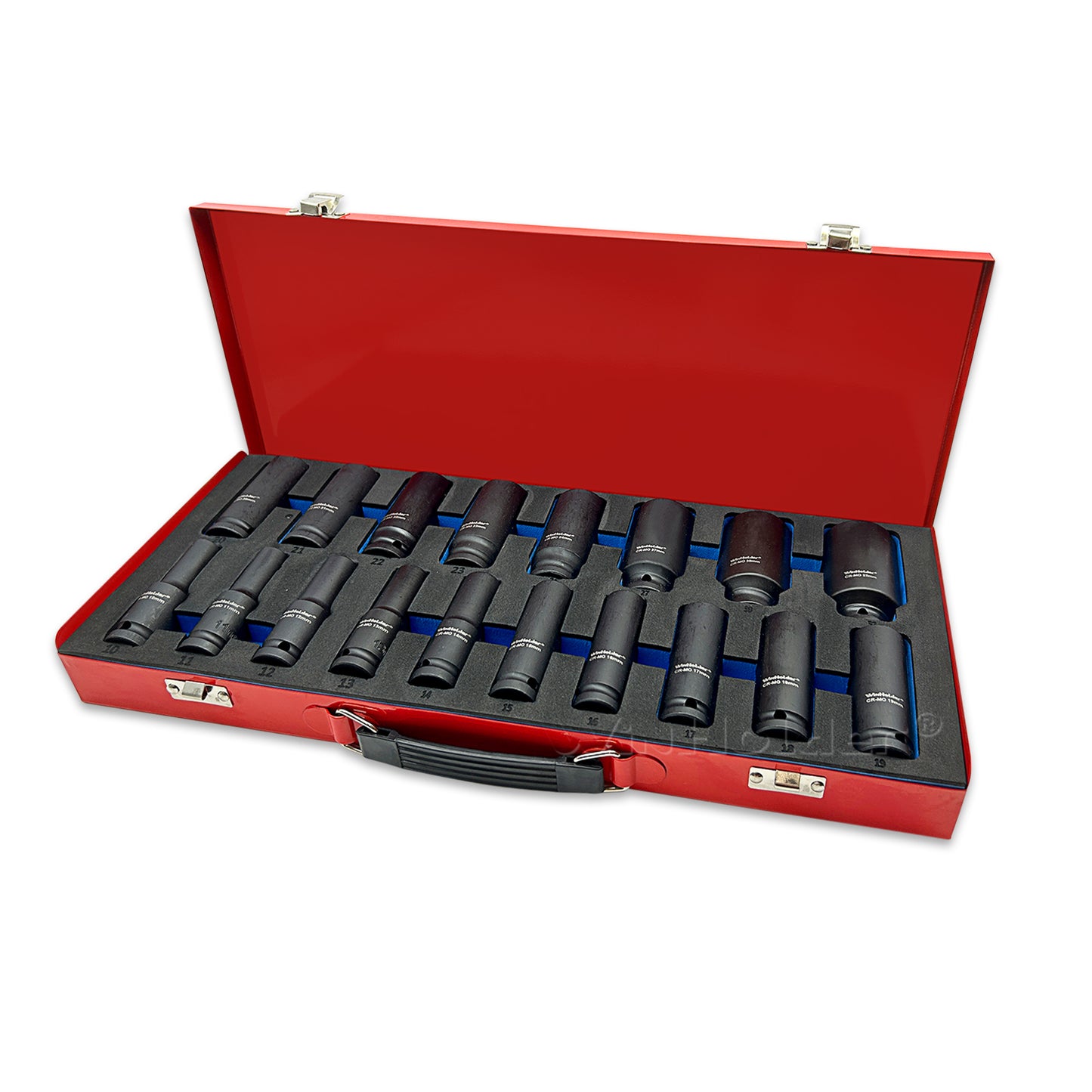 18pcs DEEP IMPACT SOCKET Set 1/2" Drive 10mm - 32mm 6pt Hex Long Reach Sockets Metal Case