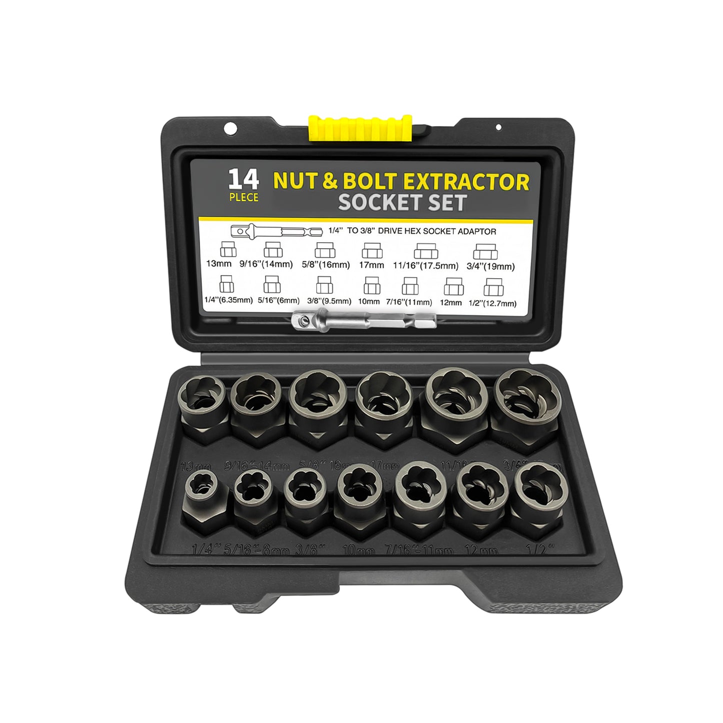 3/8" Locking Wheel Nut Remover Set Stud Bolt Impact Twist Socket Extractor Tool