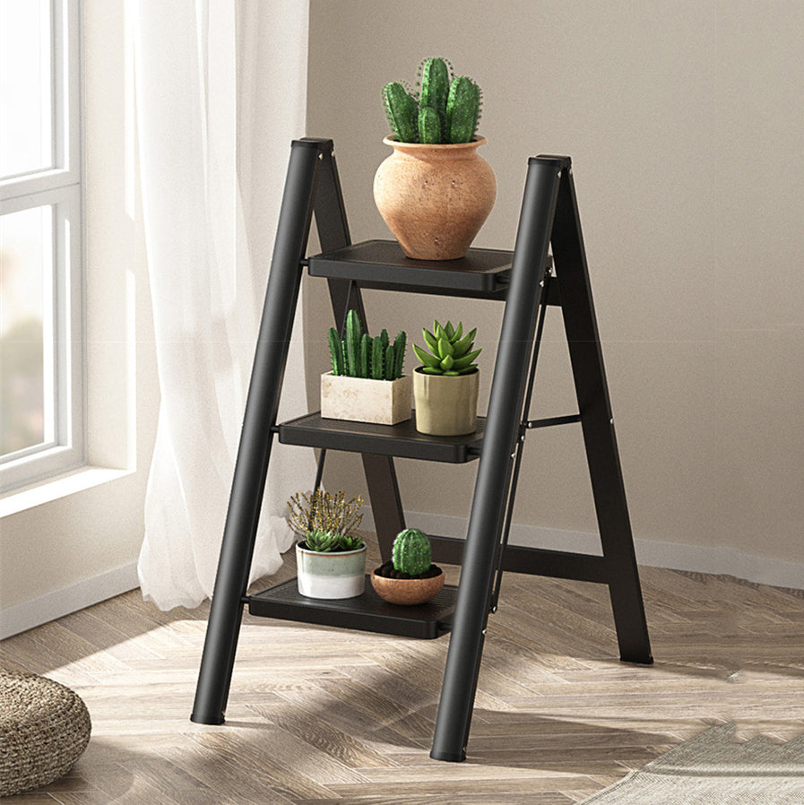 3 Step Ladder Folding Step Stool(Black)