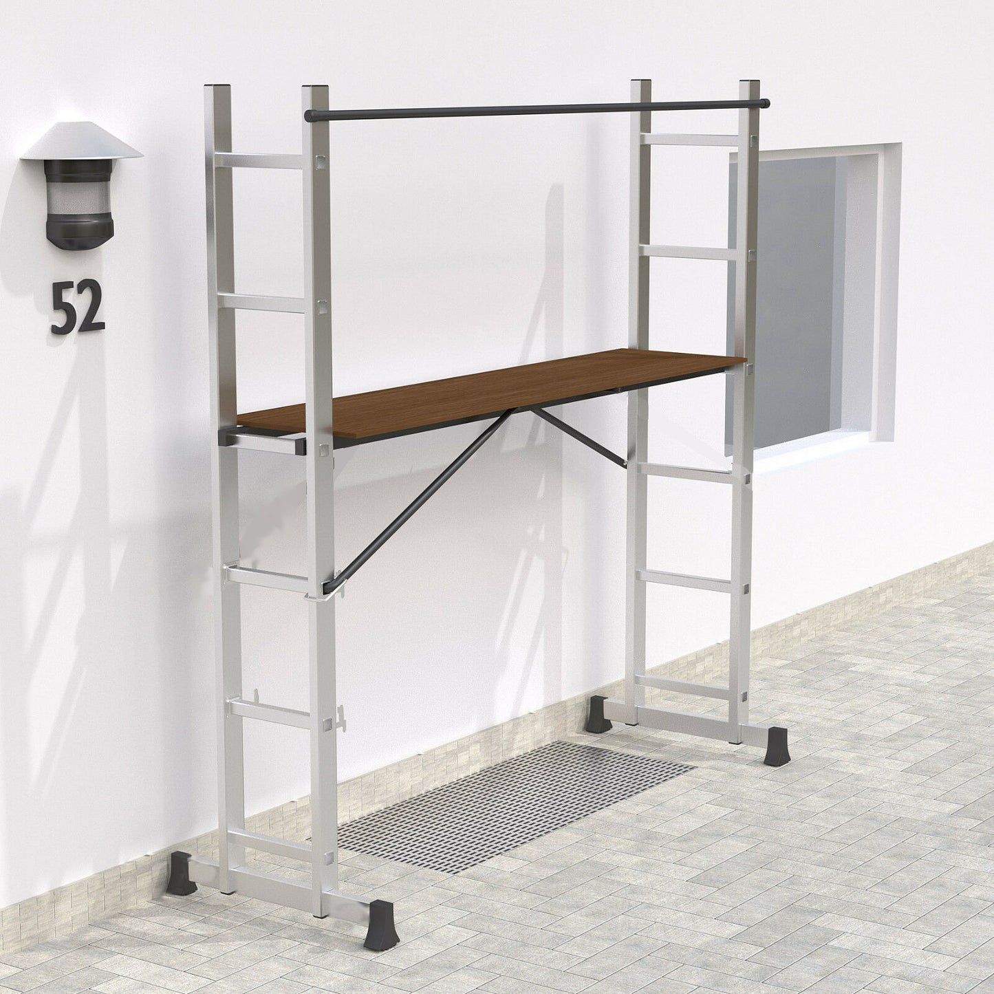 3 In 1-Scaffolding Step Ladder (Silver)