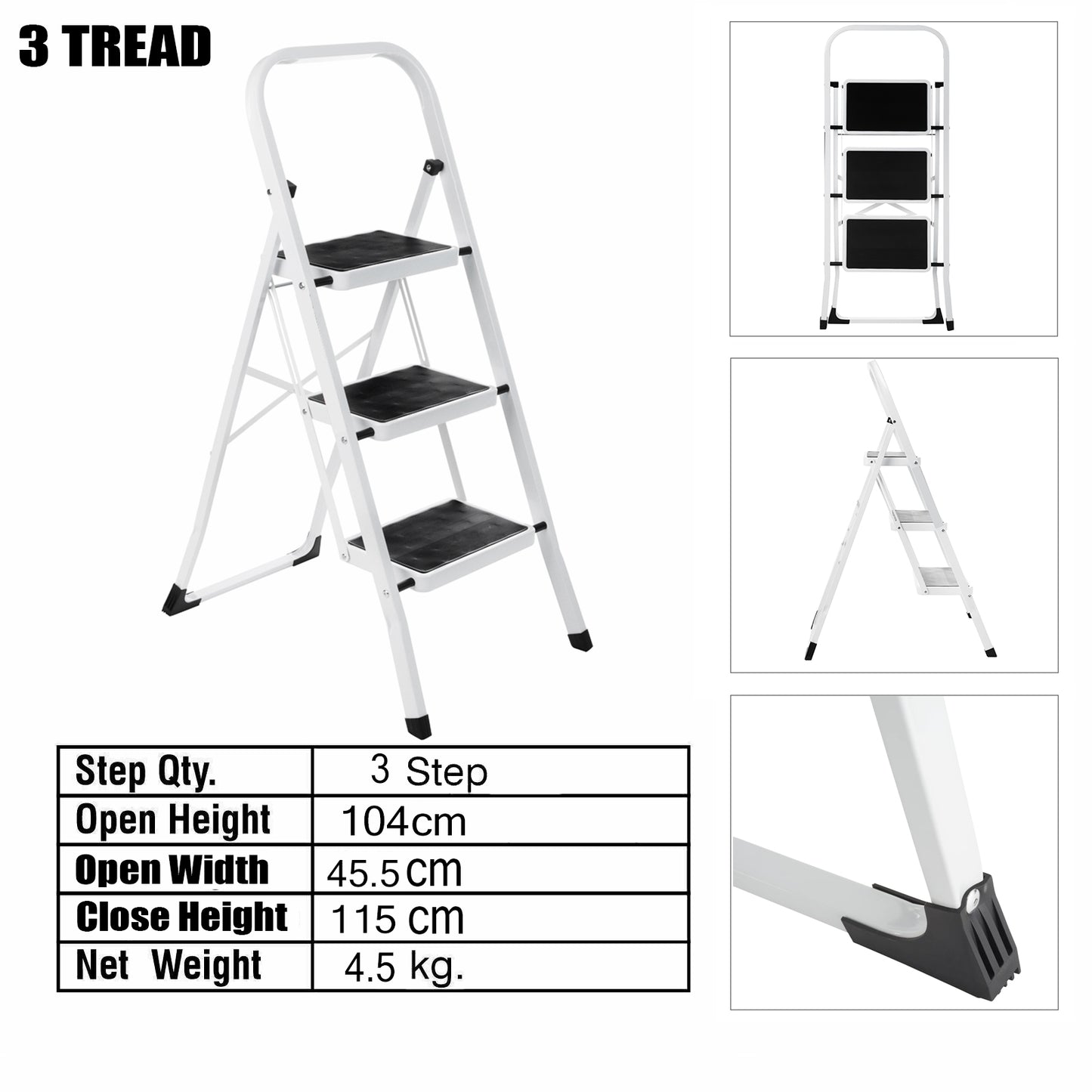 3 Step Steel Ladder(White)