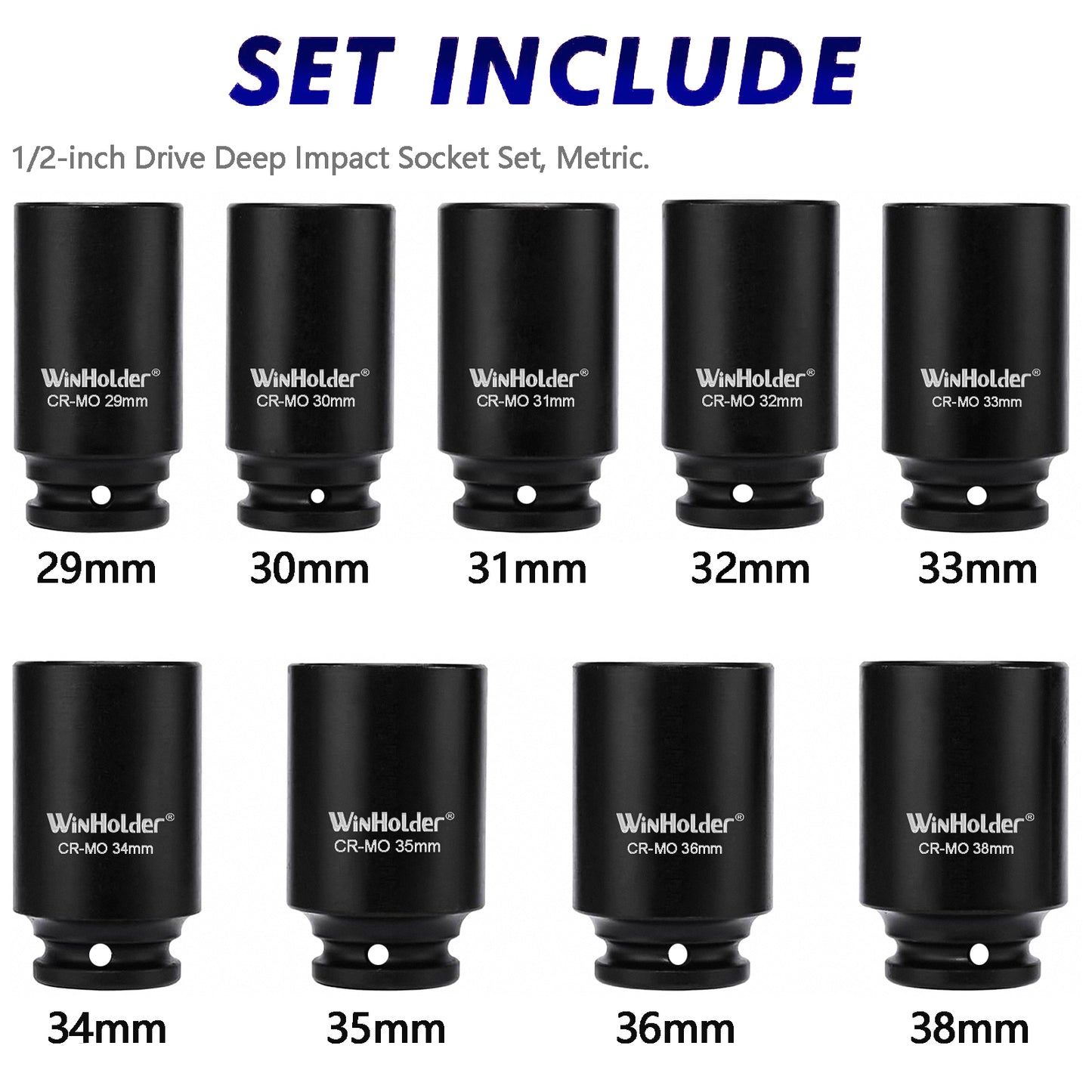 6 Point Axle Hub Nut DEEP IMPACT Socket Set 1/2"Dr Thin Wall Drive Shaft Socket
