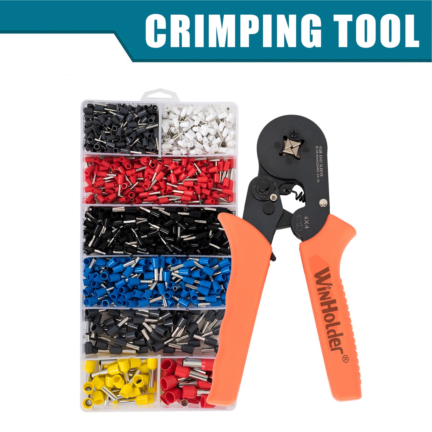 Crimping Tool Kit Self-Adjustable Ratchet Ferrule Crimper Pliers Set 1200 Pcs Wire Terminal Connectors