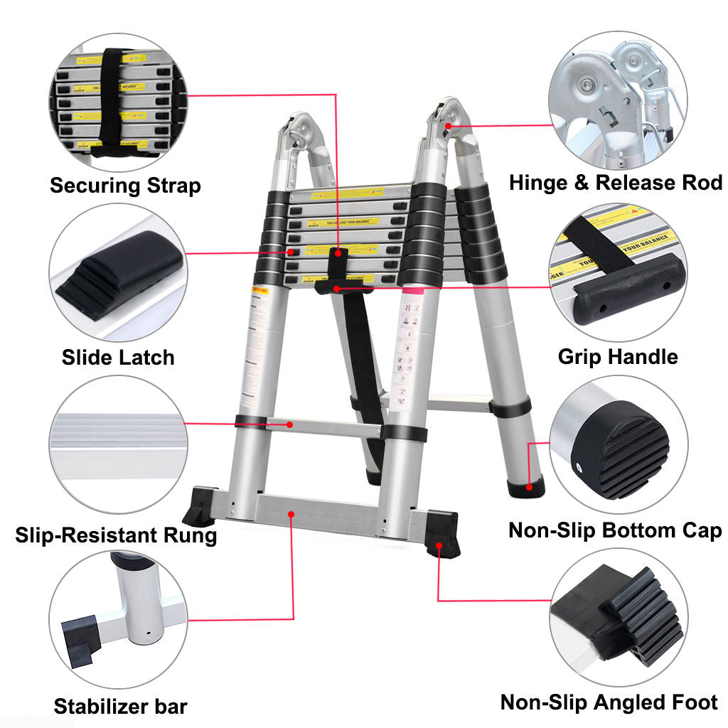2.5M+2.5M Multi-Purpose Telescopic Ladder(Silver)