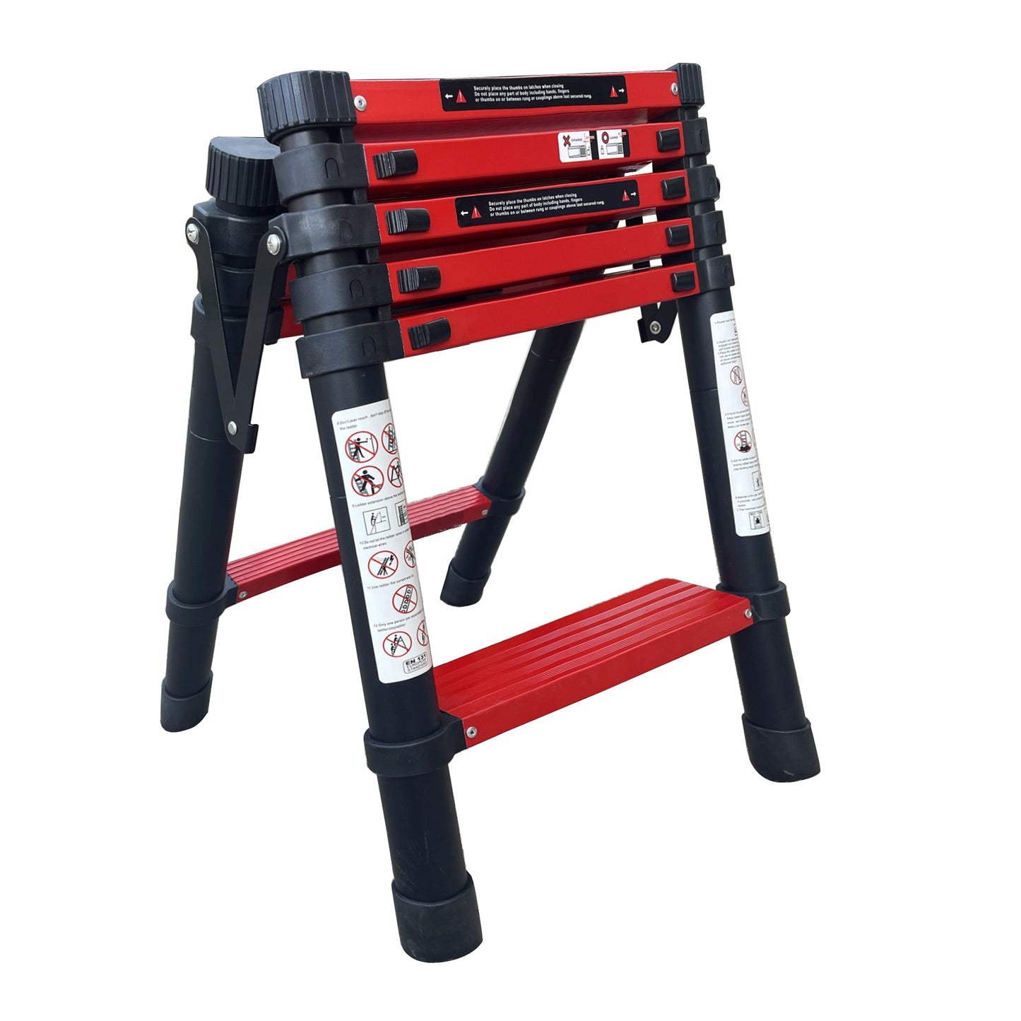 5+6 Step Double Side Telescopic Ladder (Black With Red)