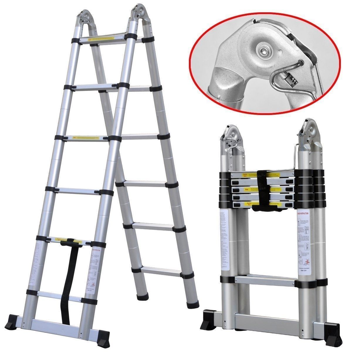 1.9M+1.9M Multi-Purpose Telescopic Ladder(Silver)