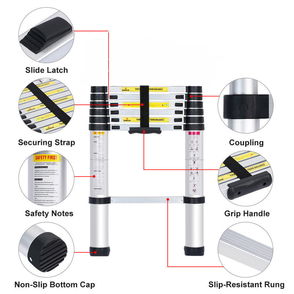 2M Single Telescopic Ladders(Silver)