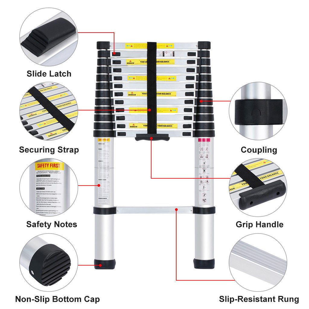 3.8M Single Telescopic Ladders(Silver)