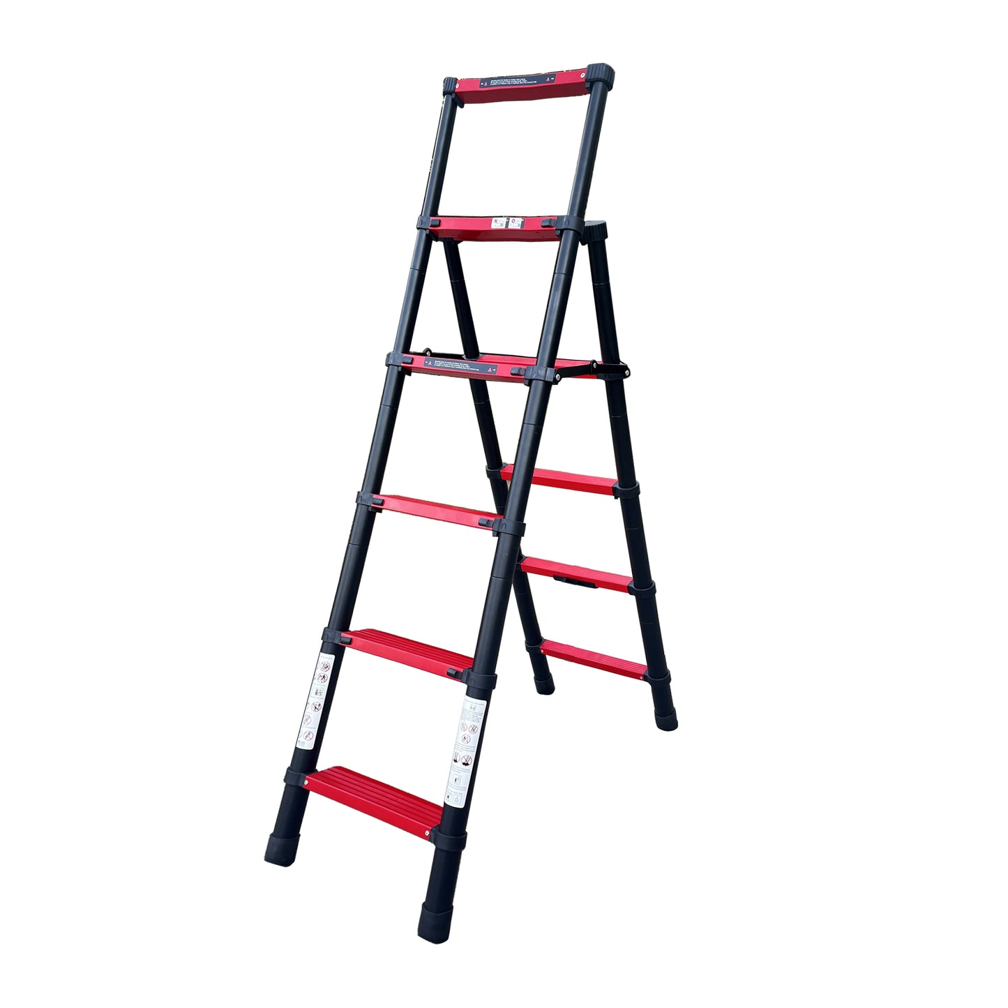 5+6 Step Double Side Telescopic Ladder (Black With Red)