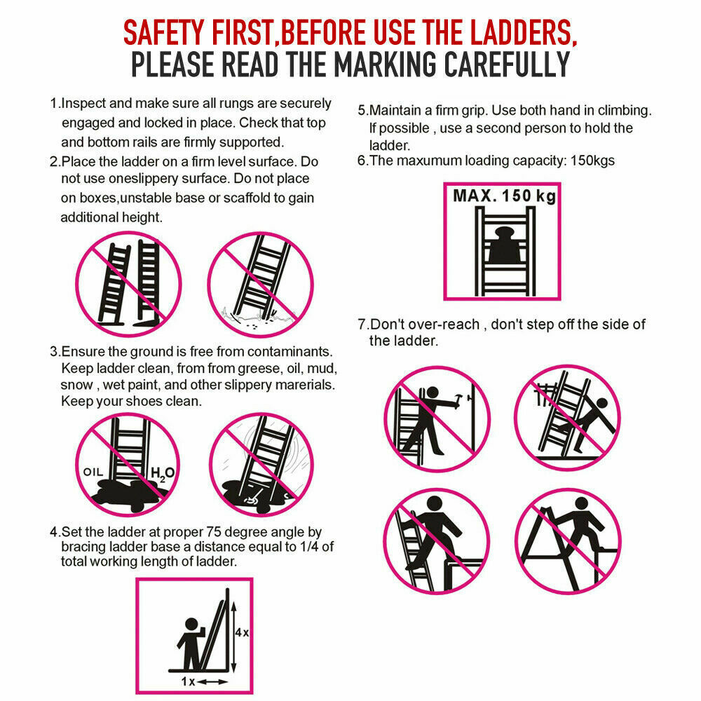 2.6M Single Telescopic Ladders(Black With Red)