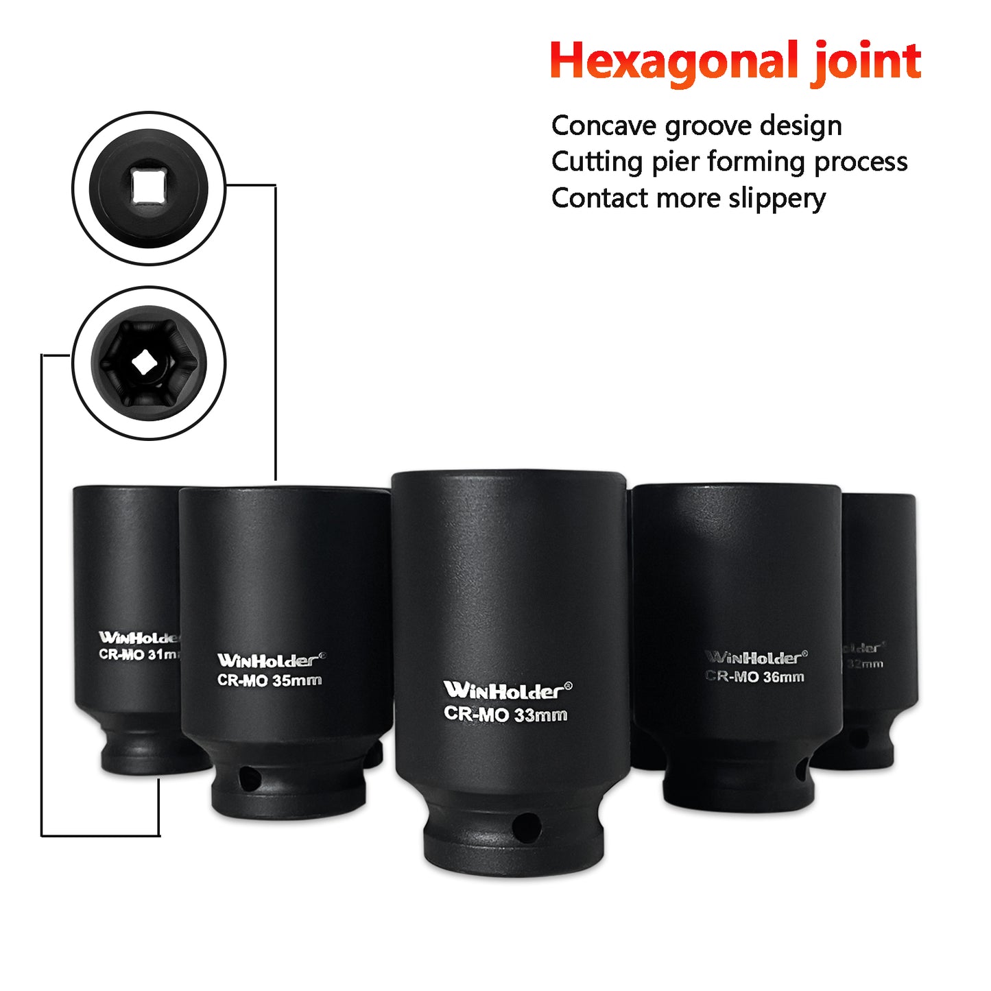 6 Point Axle Hub Nut DEEP IMPACT Socket Set