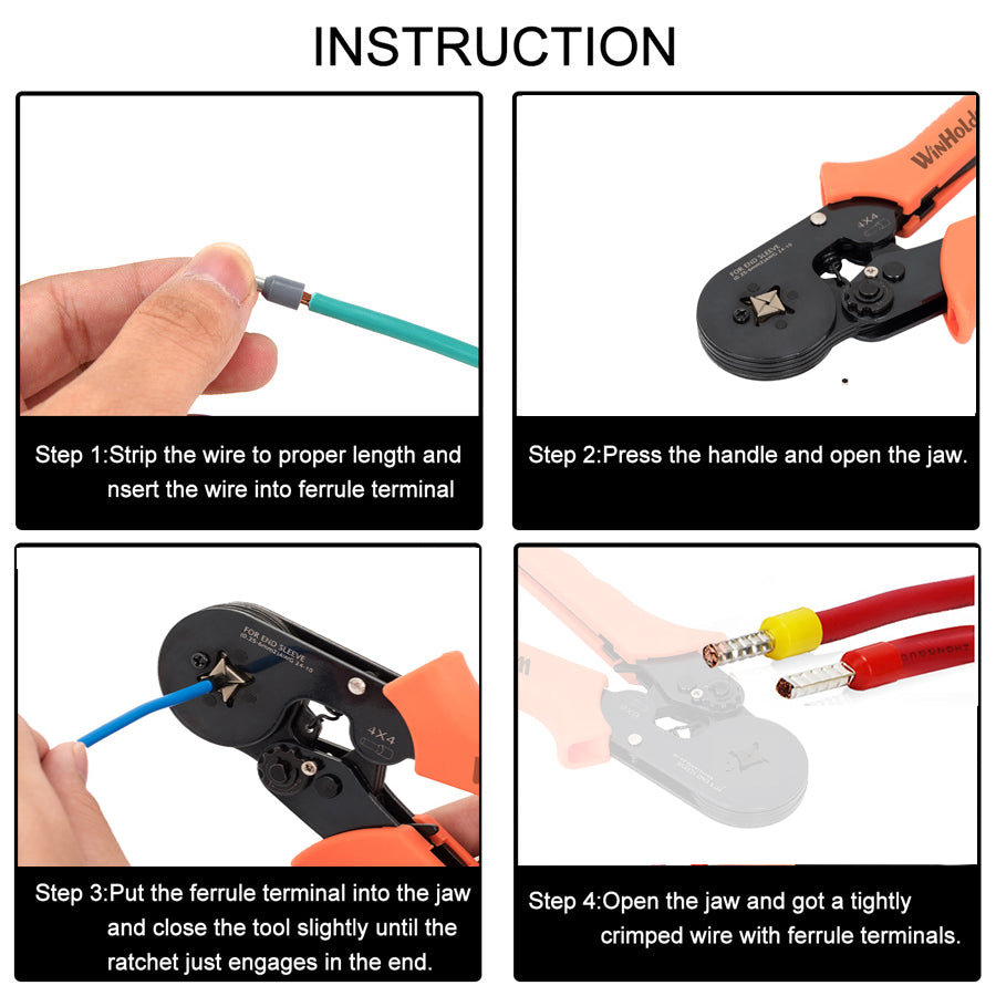 Crimping Tool Kit Self-Adjustable Ratchet Ferrule Crimper Pliers Set 1200 Pcs Wire Terminal Connectors