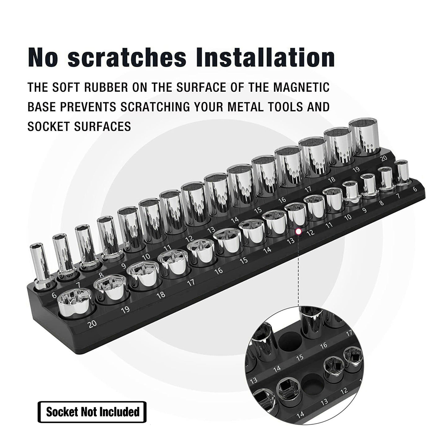 Magnetic Socket Organizer Set 3PC Socket Holder Set 1/4"3/8"&1/2"Drive