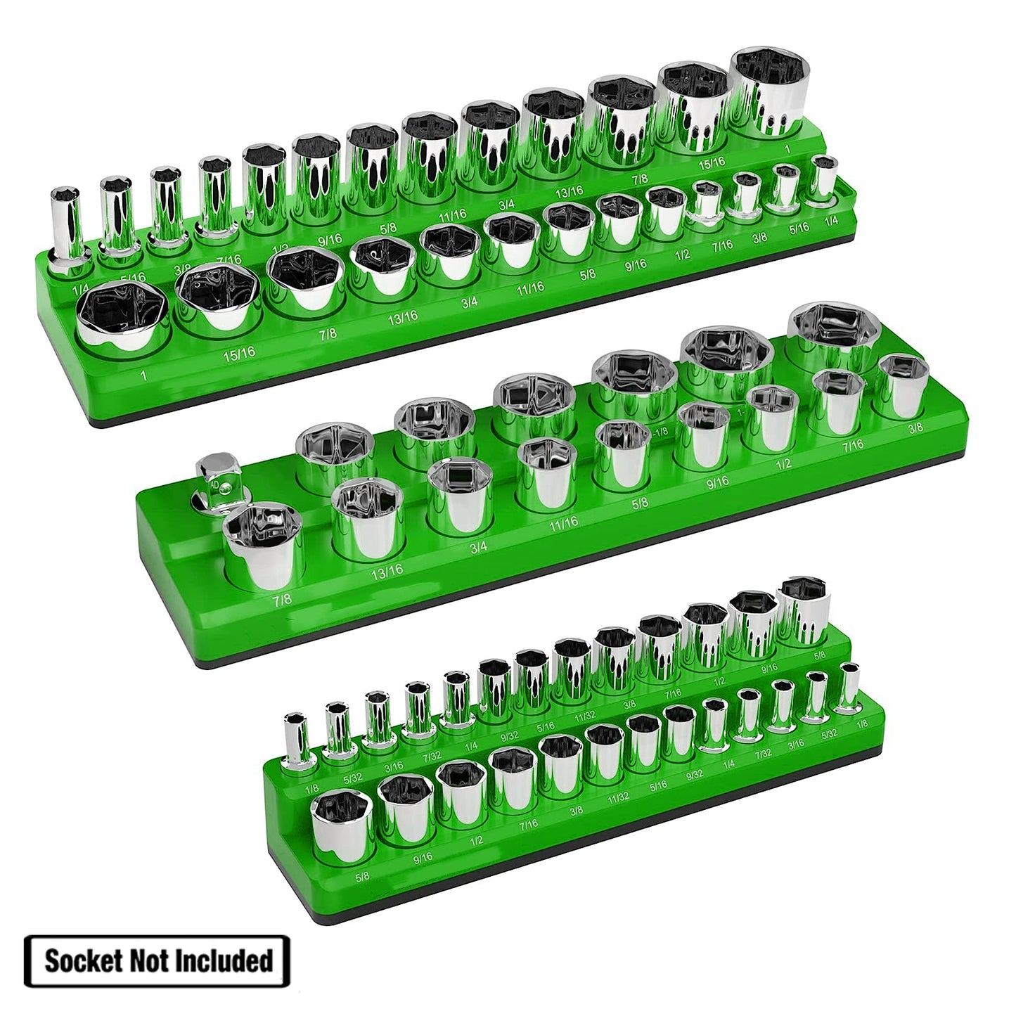 Magnetic Socket Organizer Set 3PC Socket Holder Set 1/4"3/8"&1/2"Drive