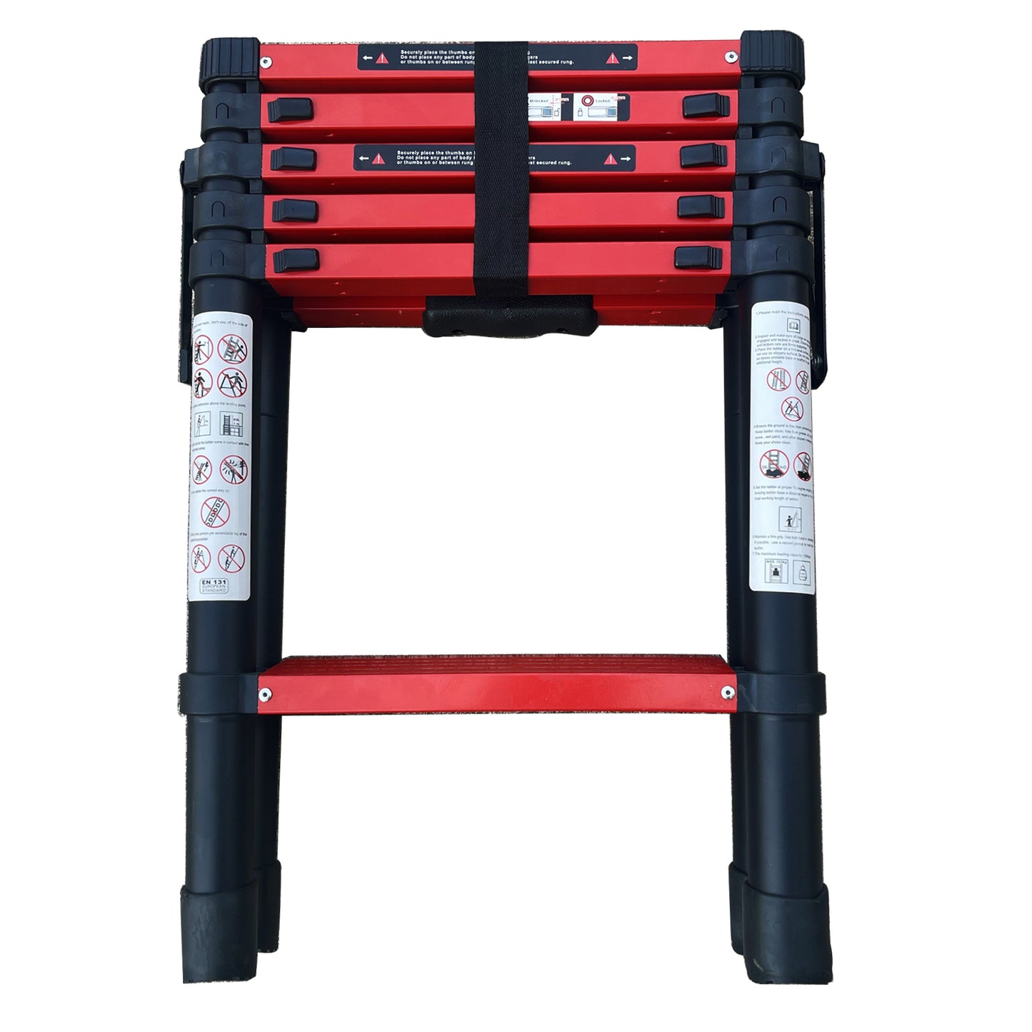 5+6 Step Double Side Telescopic Ladder (Black With Red)