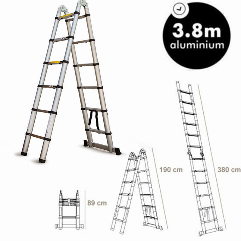 1.9M+1.9M Multi-Purpose Telescopic Ladder(Silver)