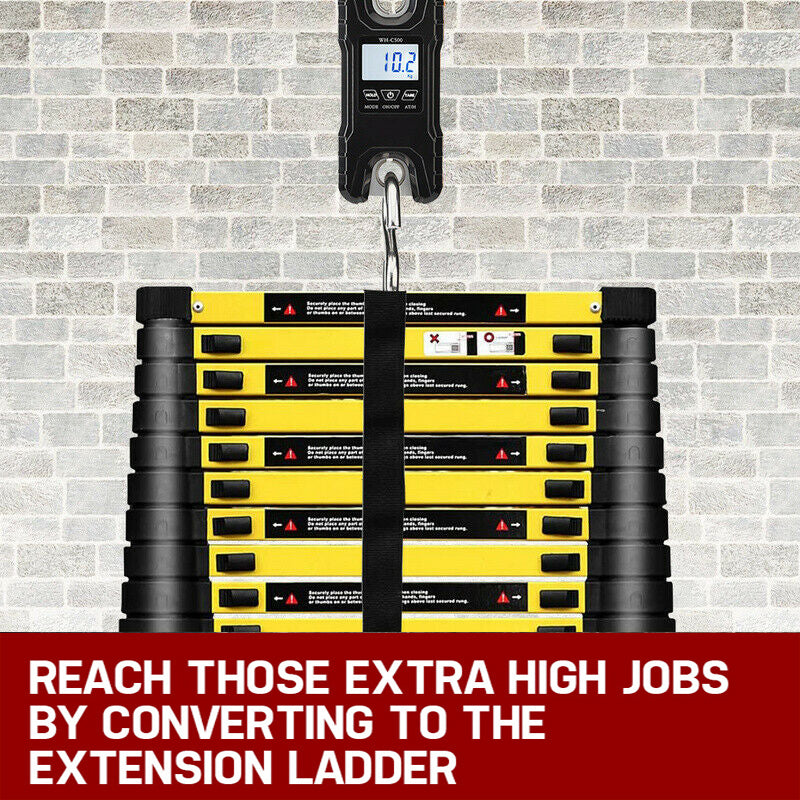 3.9M Single Telescopic Ladders(Black With Yellow)