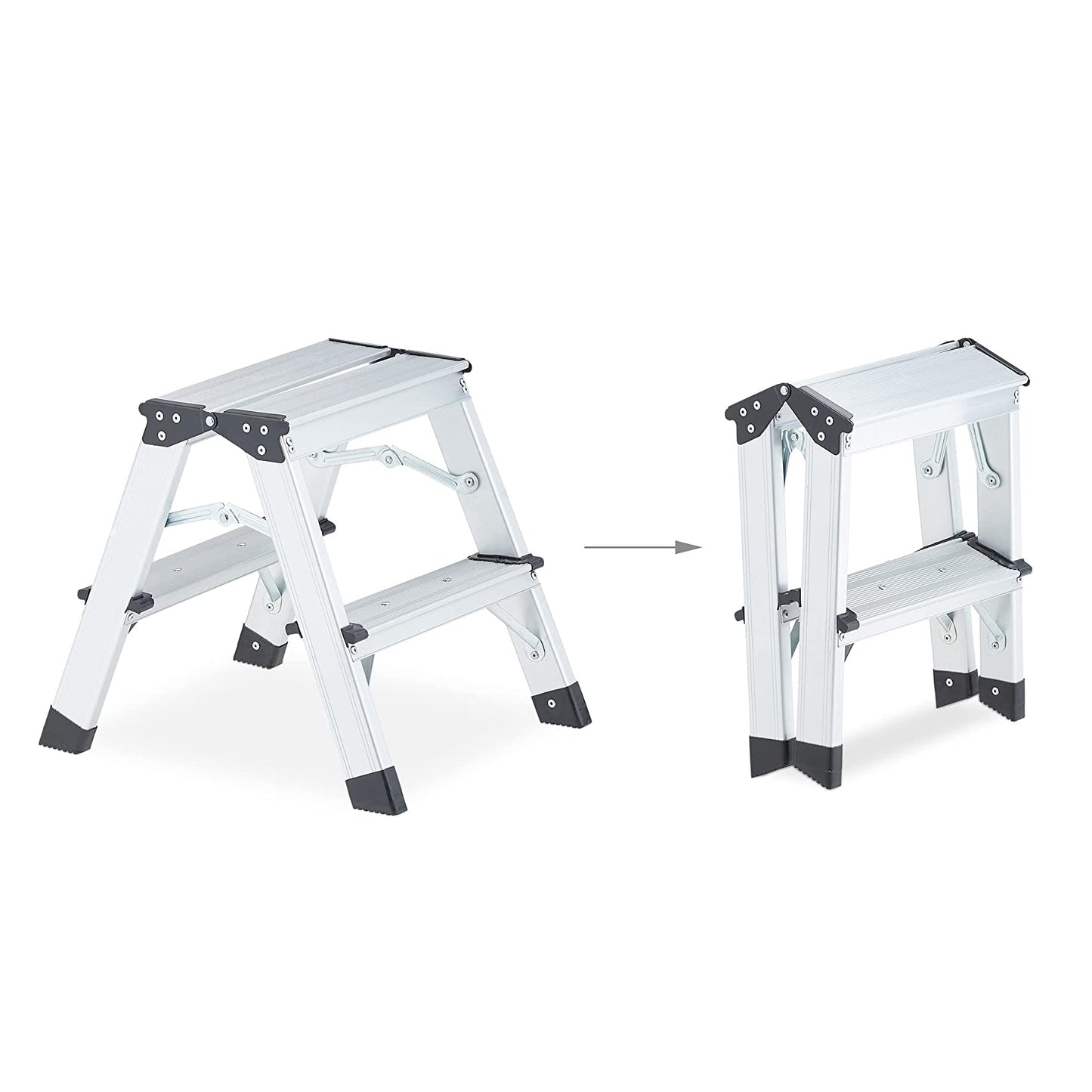 Aluminum Double 2 Step Ladder (Silver)
