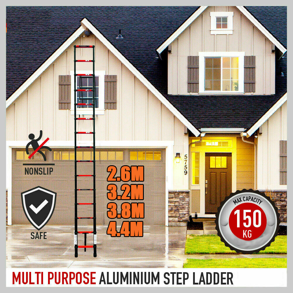 2.6M Single Telescopic Ladders(Black With Red)