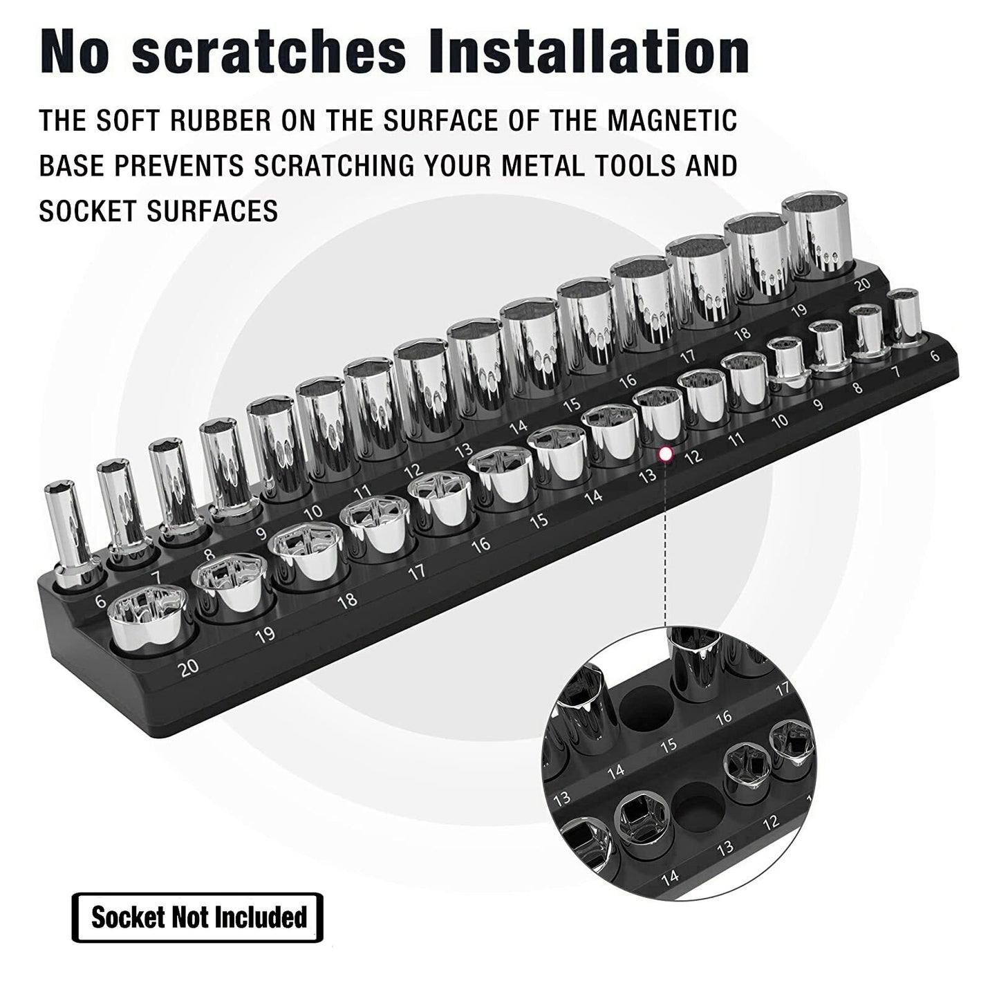 Magnetic Socket Organizer Set 3PC Socket Holder Set 1/4"3/8"&1/2"Drive