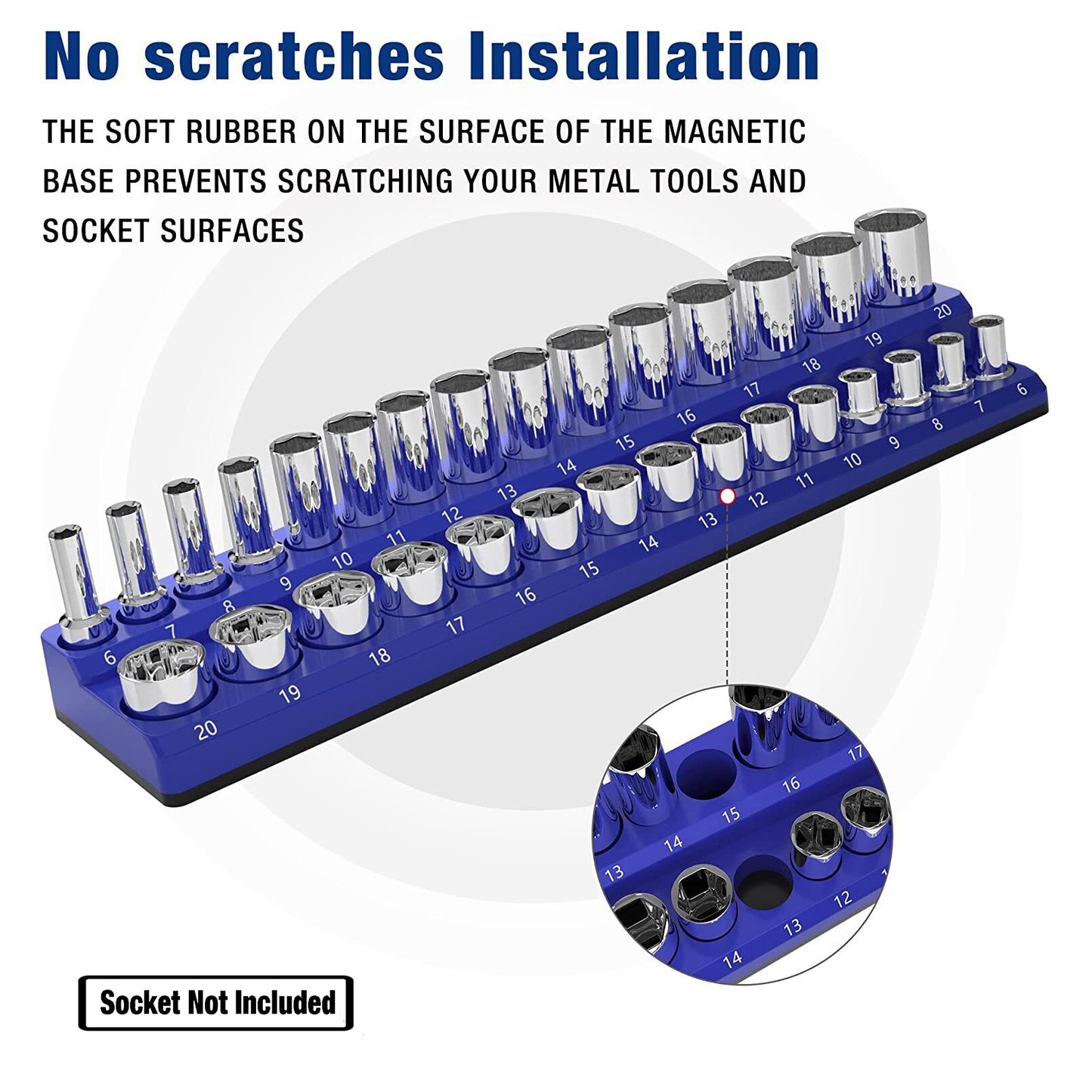 Magnetic Socket Organizer Set 3PC Socket Holder Set 1/4"3/8"&1/2"Drive