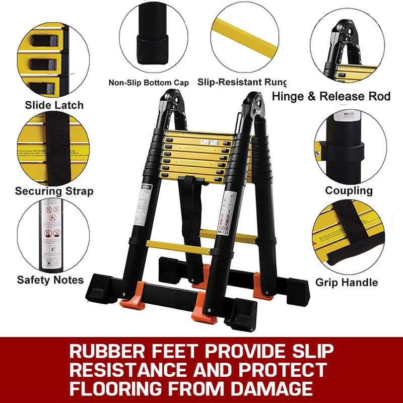 1.9M+1.9M Multi-Purpose Telescopic Ladder(Black With Yellow)