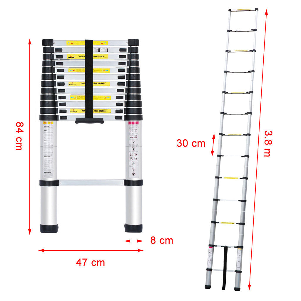 3.8M Single Telescopic Ladders(Silver)