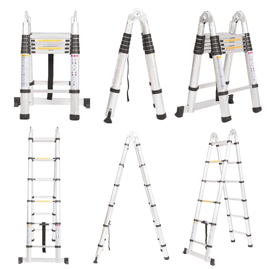 1.9M+1.9M Multi-Purpose Telescopic Ladder(Silver)