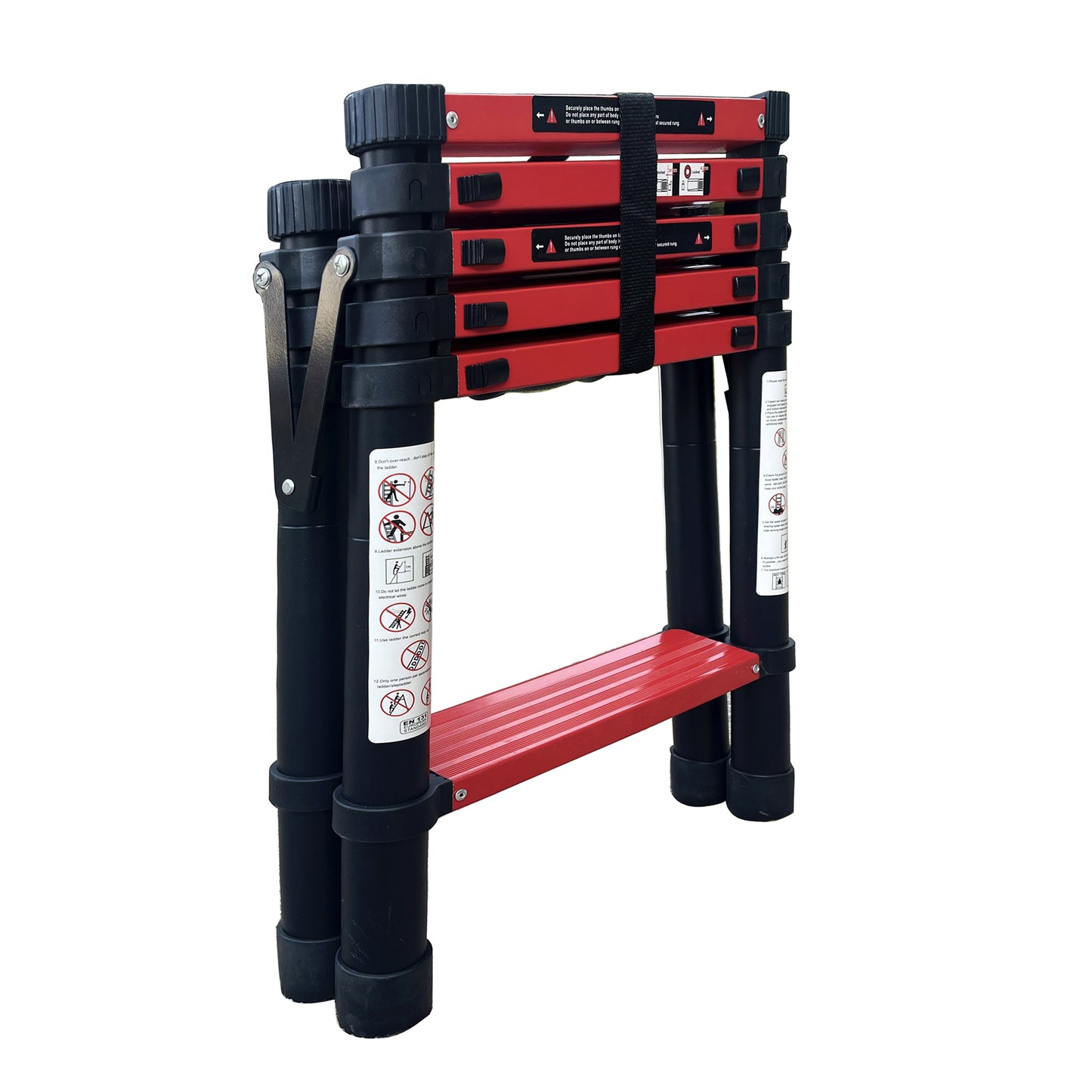 5+6 Step Double Side Telescopic Ladder (Black With Red)