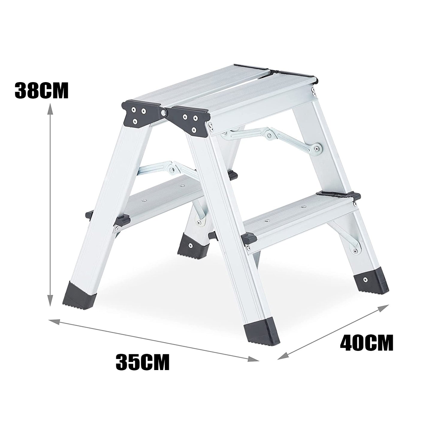 Aluminum Double 2 Step Ladder (Silver)
