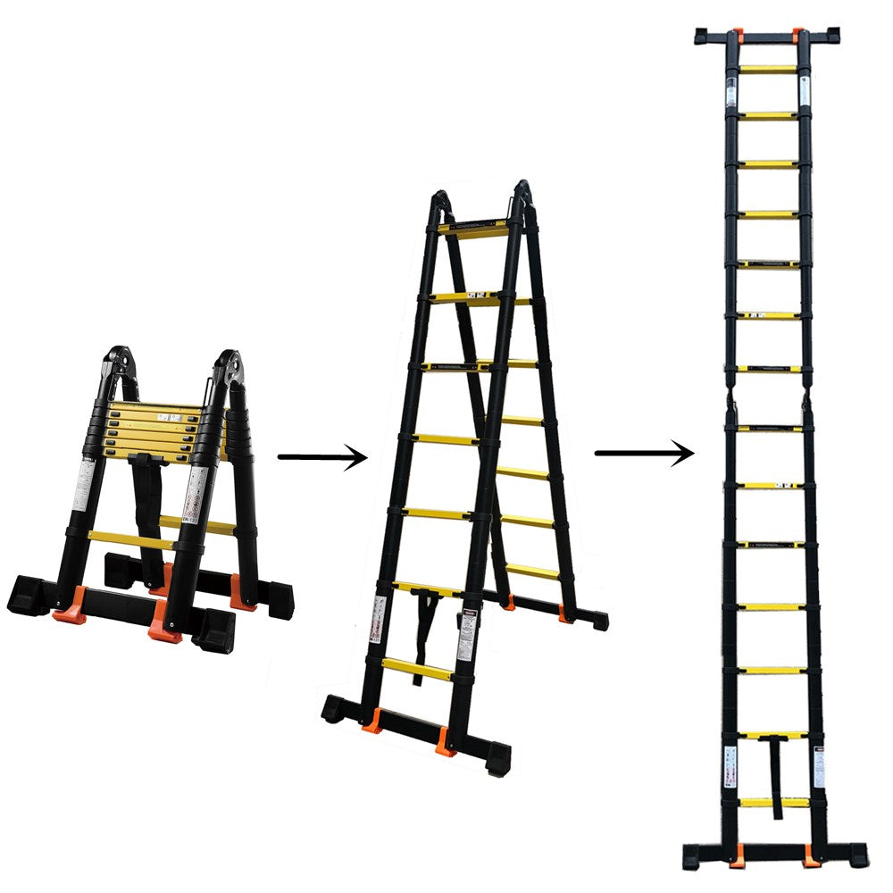 2.9M+2.9M Multi-Purpose Telescopic Ladder(Black With Yellow)