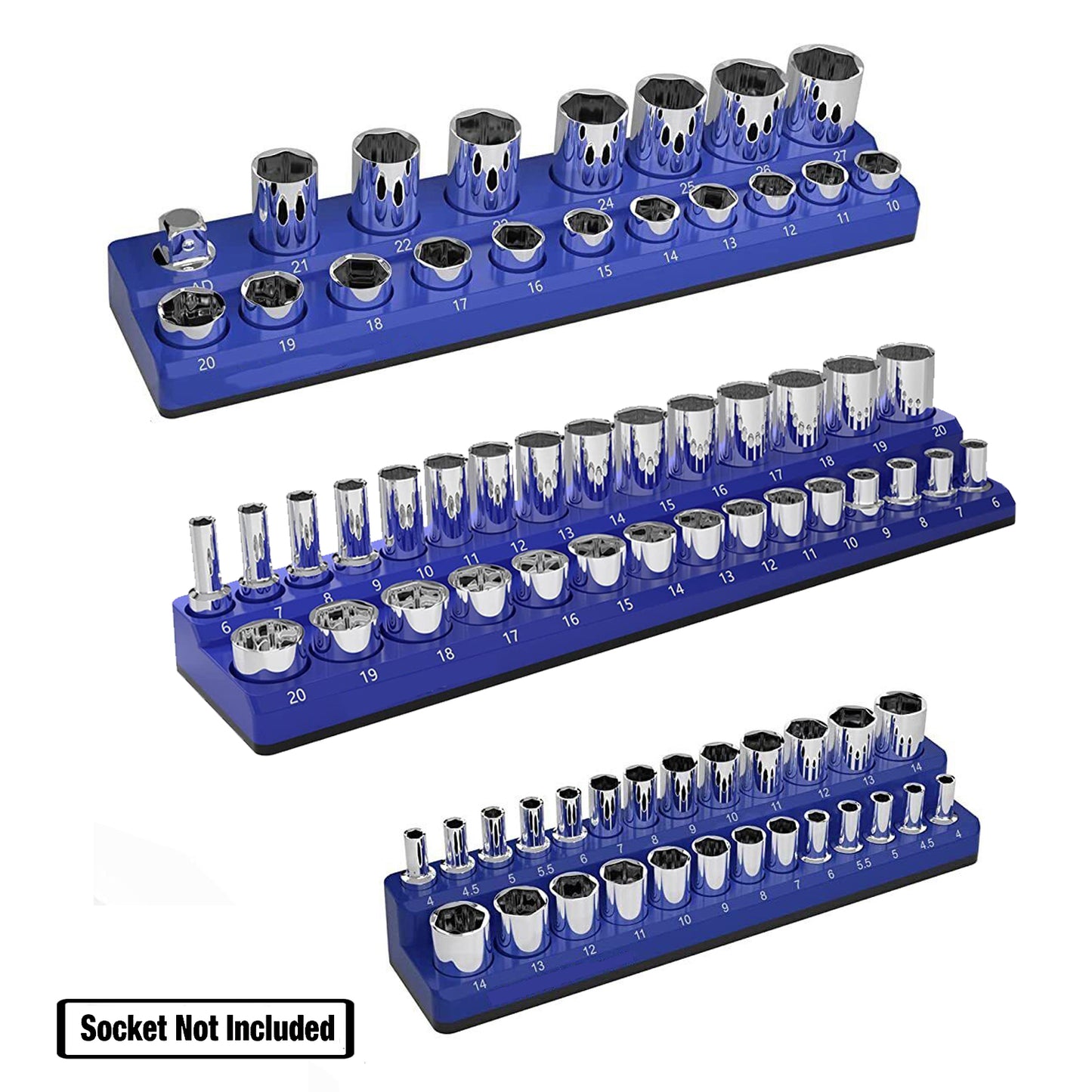 Magnetic Socket Organizer Set 3PC Socket Holder Set 1/4"3/8"&1/2"Drive