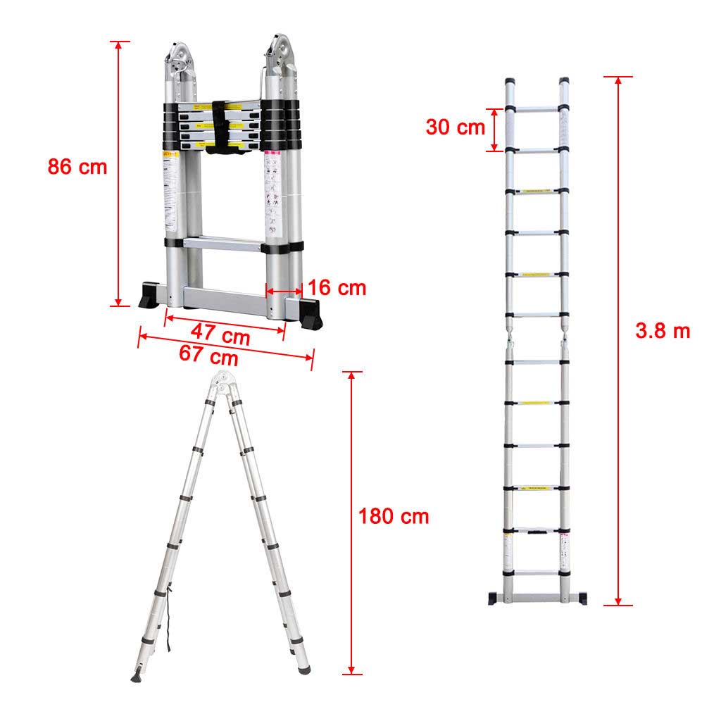 1.9M+1.9M Multi-Purpose Telescopic Ladder(Silver)