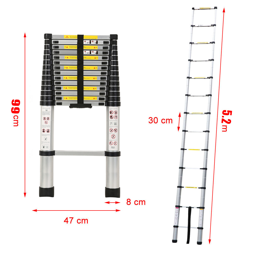 5.2M Single Telescopic Ladders(Silver)