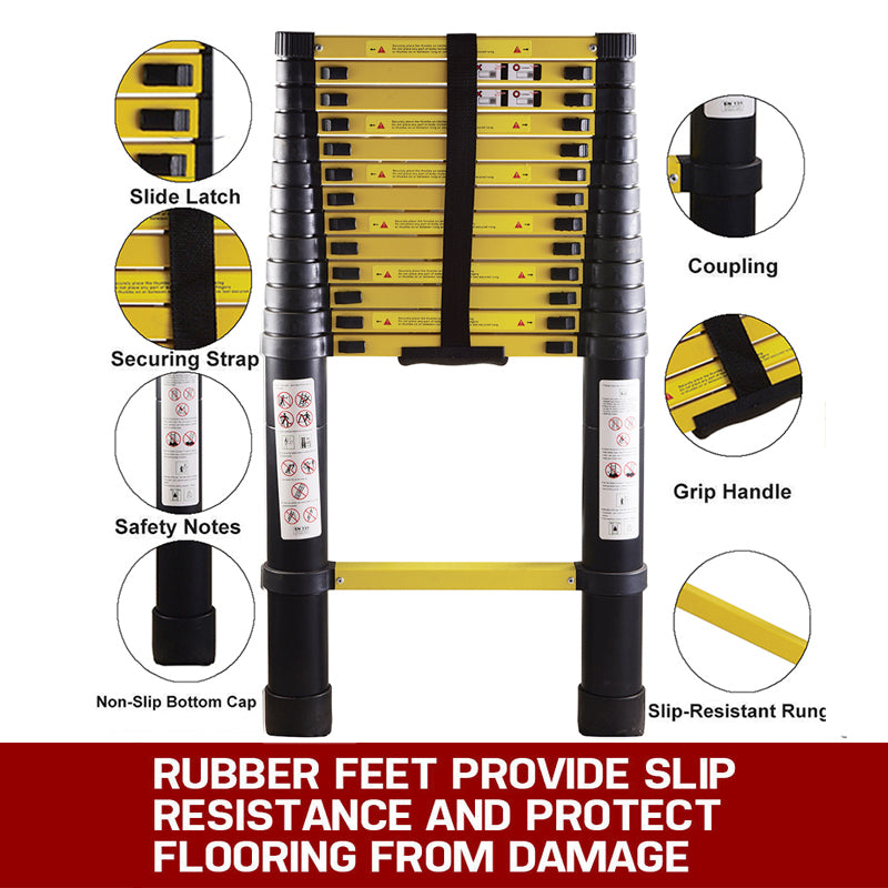 5.5M Single Telescopic Ladders(Black With Yellow)