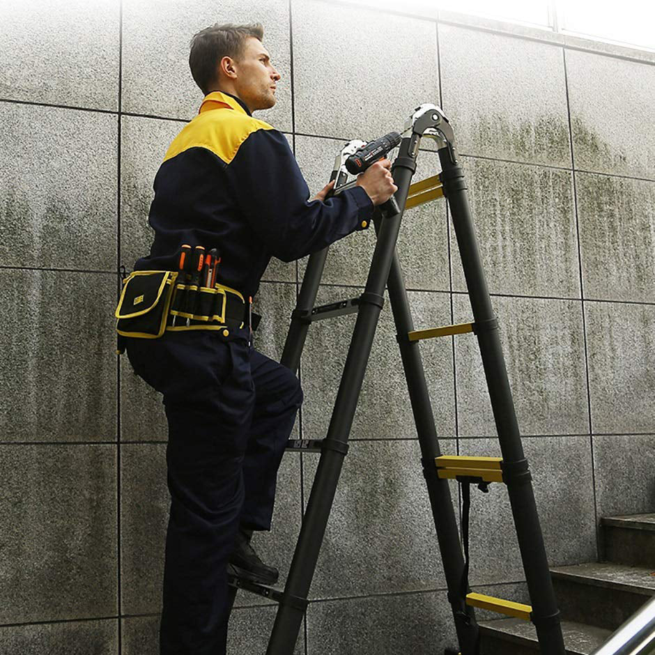 2.9M+2.9M Multi-Purpose Telescopic Ladder(Black With Yellow)