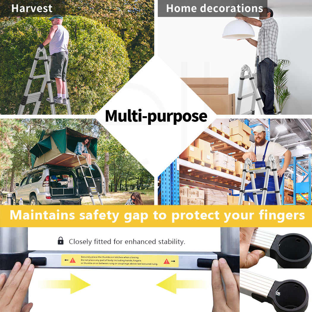 2.5M+2.5M Multi-Purpose Telescopic Ladder(Silver)