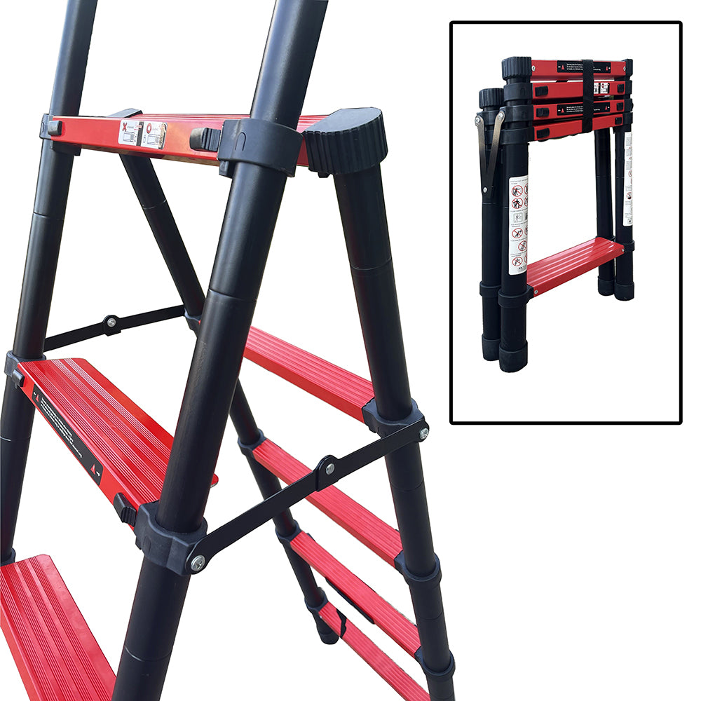 1.4M 4+5Step Double Side Telescopic Ladder (Black With Red)