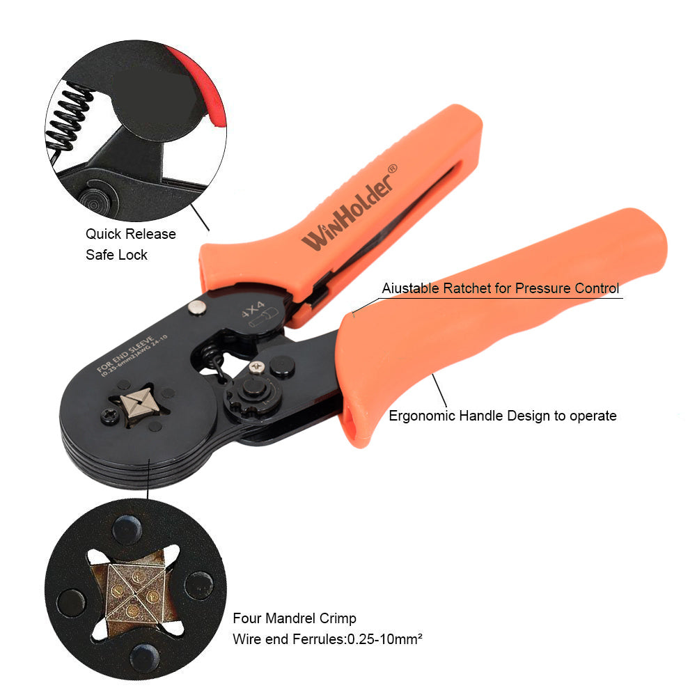 Crimping Tool Kit Self-Adjustable Ratchet Ferrule Crimper Pliers Set 1200 Pcs Wire Terminal Connectors