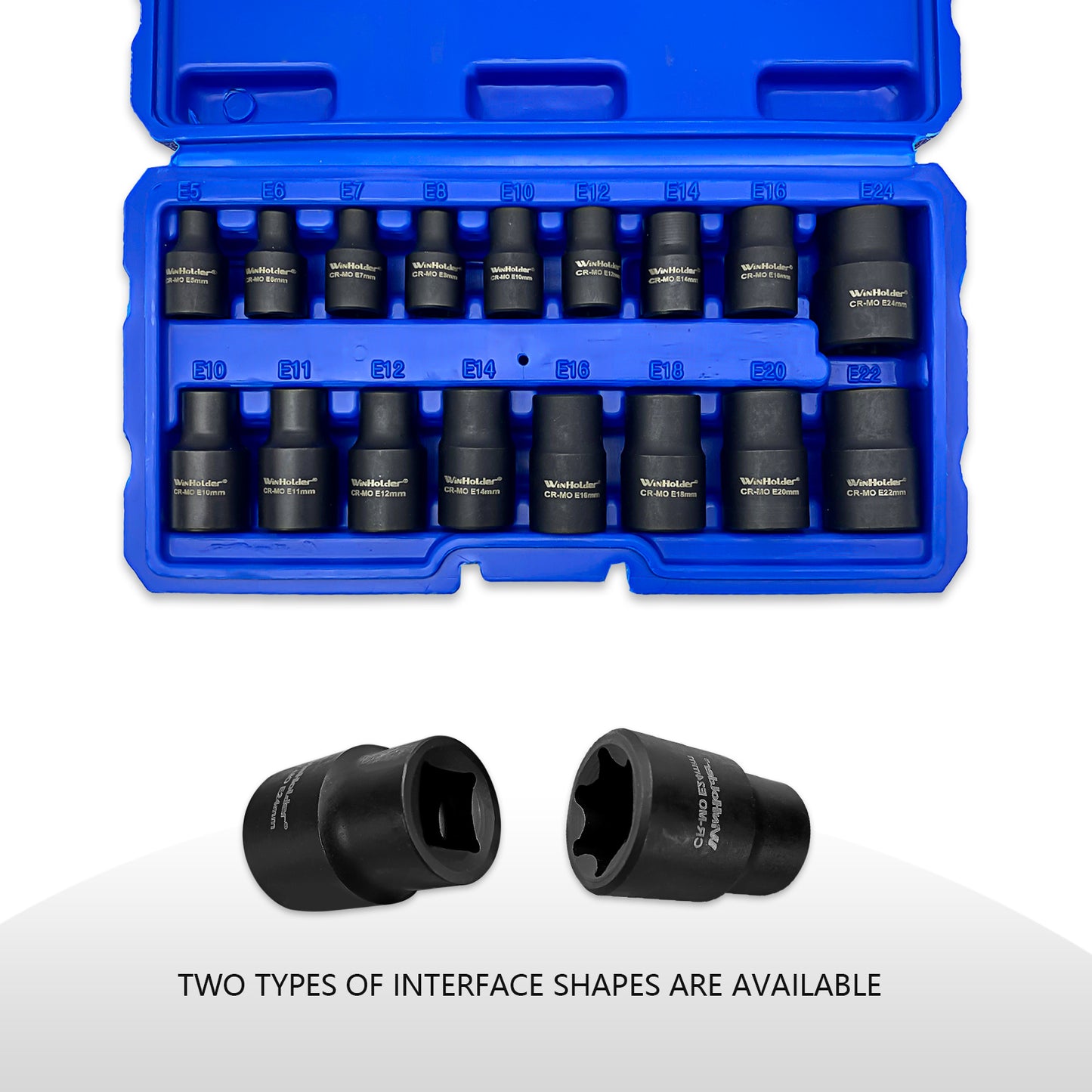 17pc 3/8" & 1/2" dr Impact E-Torx Socket Set E5 to E24
