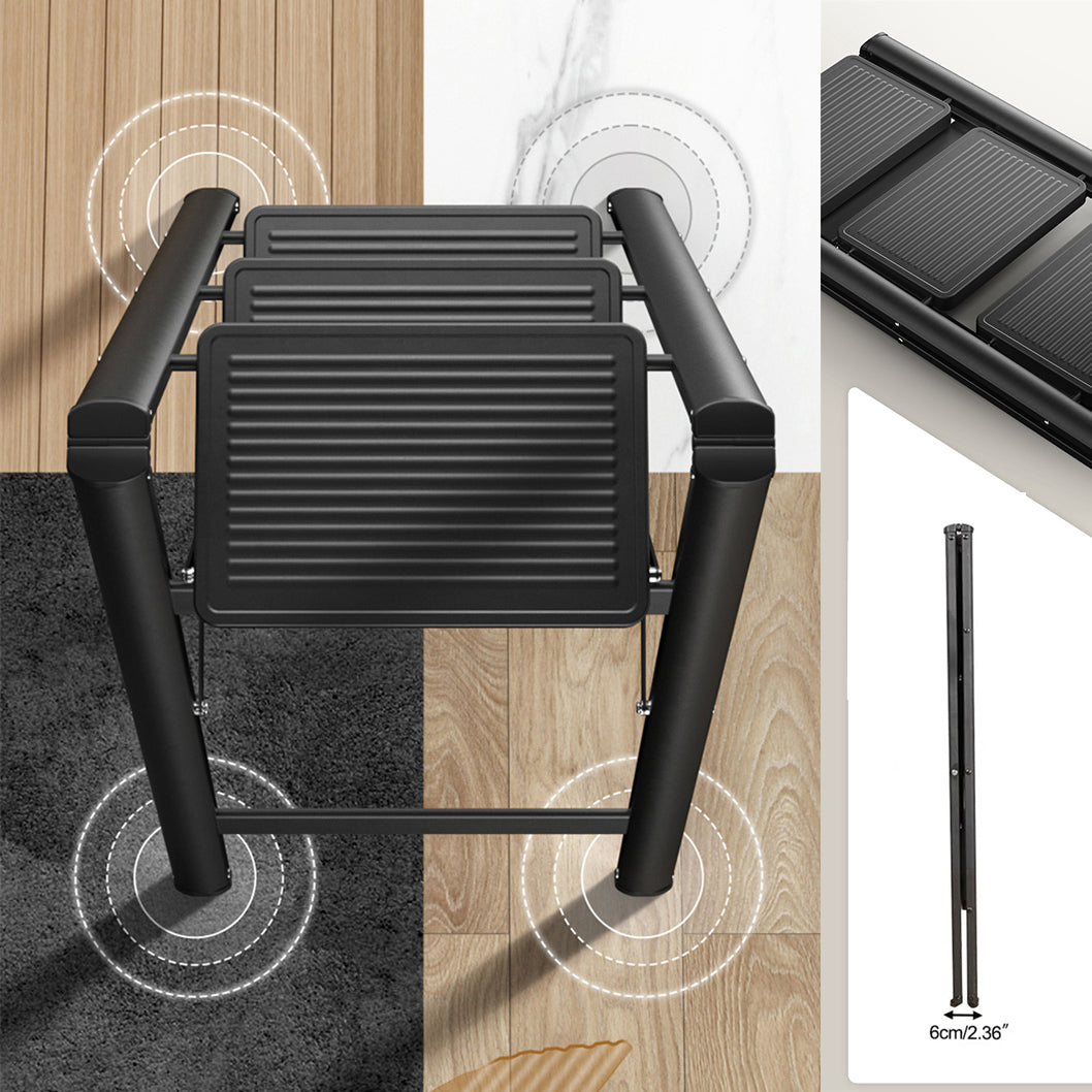 3 Step Ladder Folding Step Stool(Black)