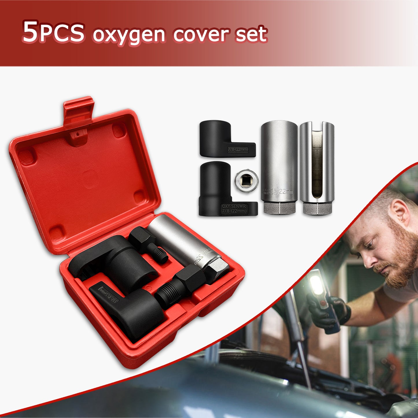 5PC 22mm Oxygen Sensor Socket Set