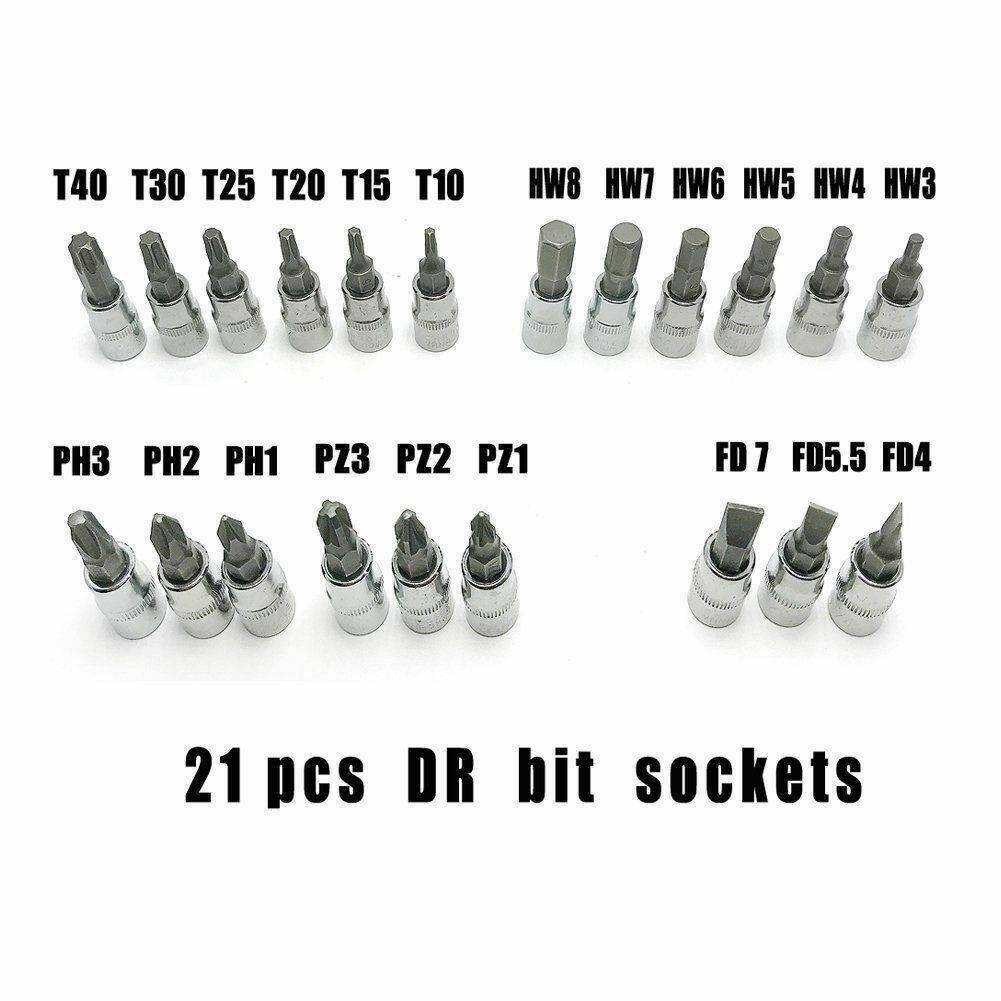 46pcs 1/4" Drive Socket Set Ratchet Screwdriver Bit With Case Garage Repair Tool