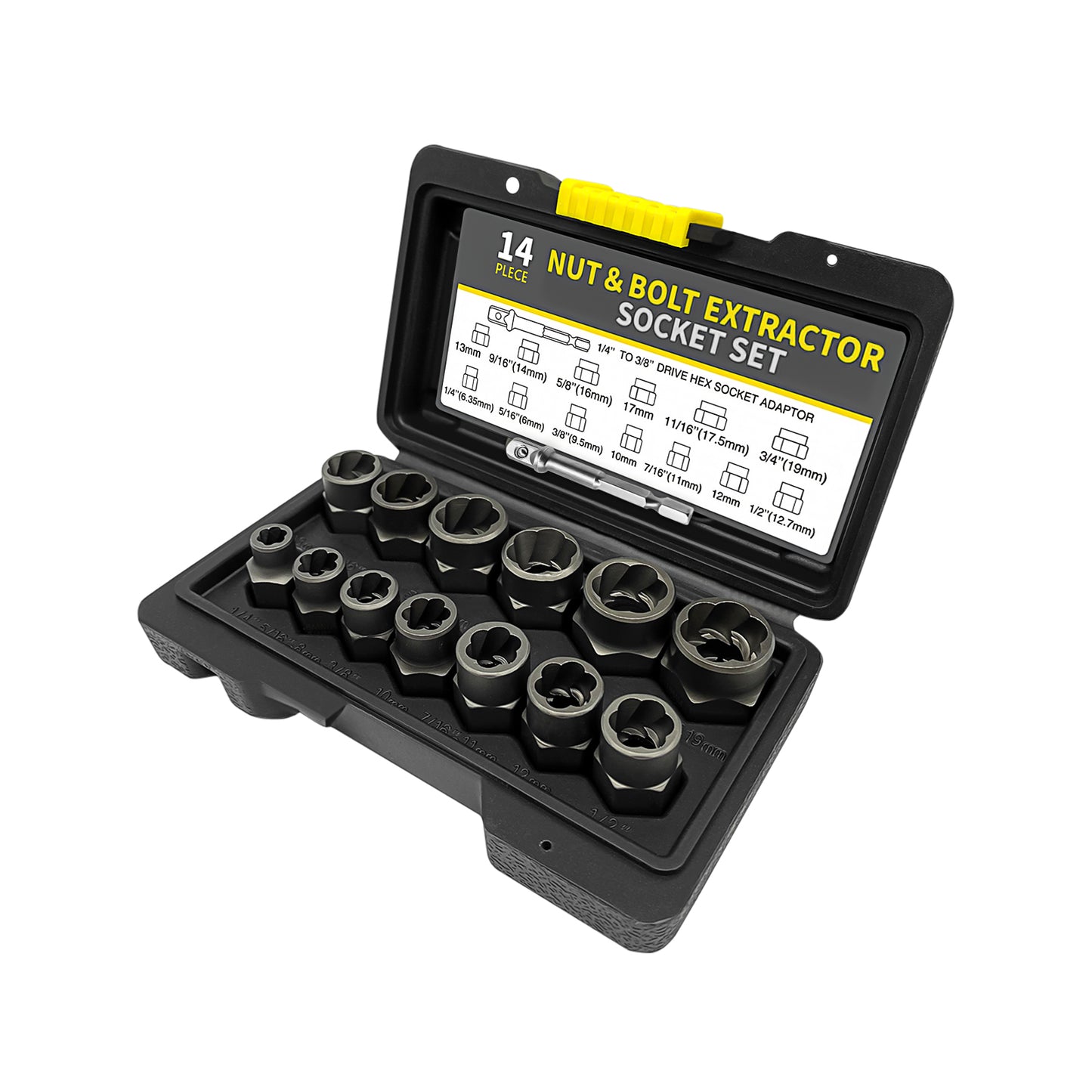 3/8" Locking Wheel Nut Remover Set Stud Bolt Impact Twist Socket Extractor Tool