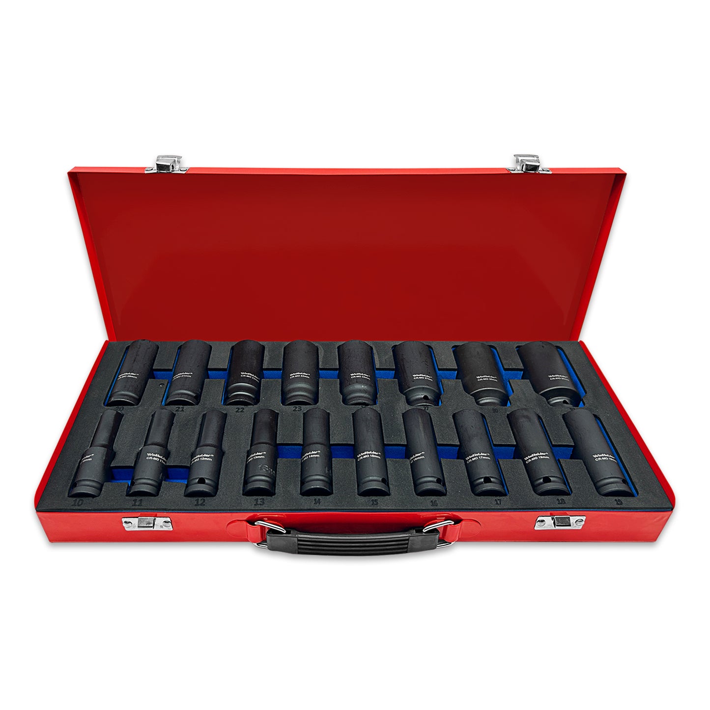 18pcs DEEP IMPACT SOCKET Set 1/2" Drive 10mm - 32mm 6pt Hex Long Reach Sockets Metal Case