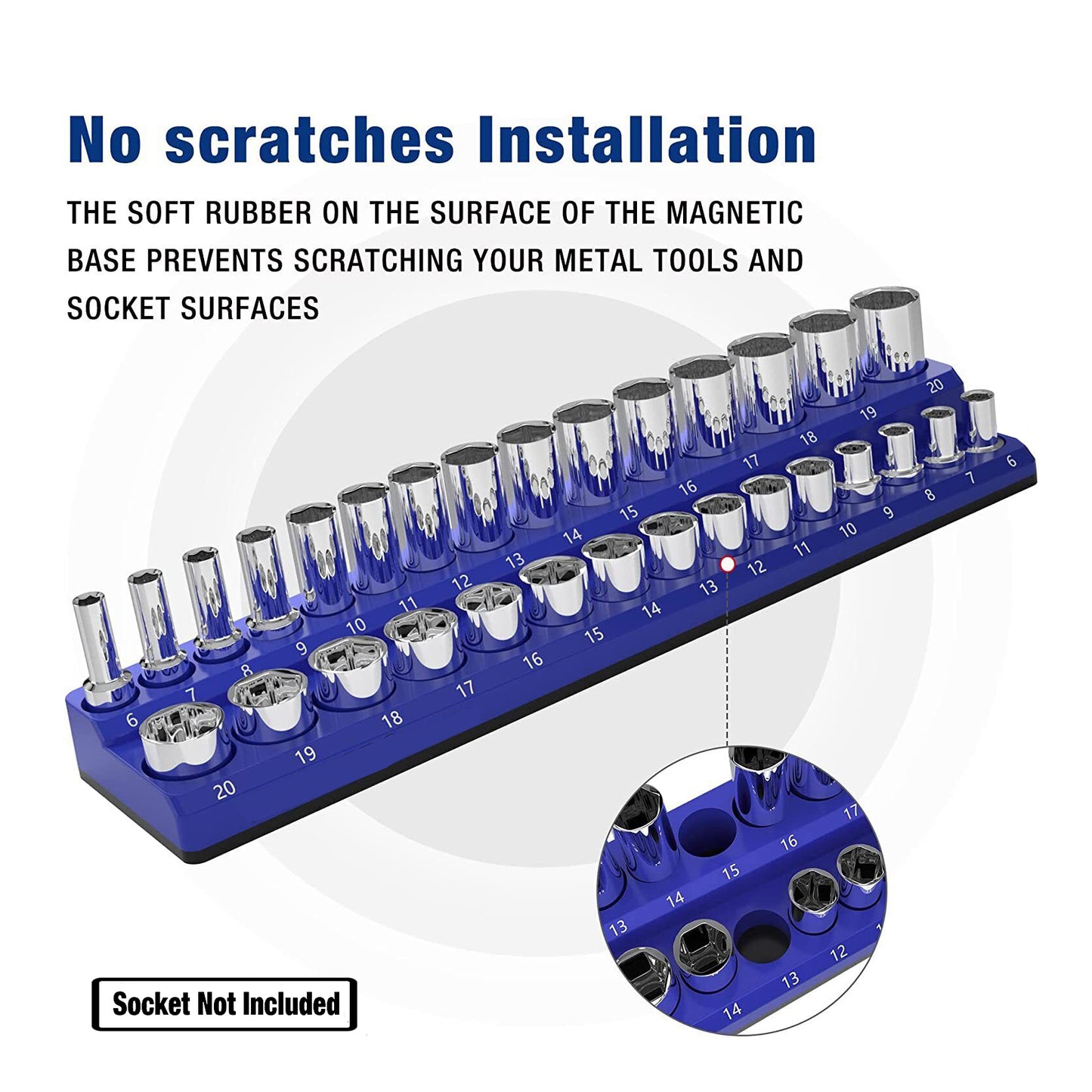 Magnetic Socket Organizer Set 3PC Socket Holder Set 1/4"3/8"&1/2"Drive