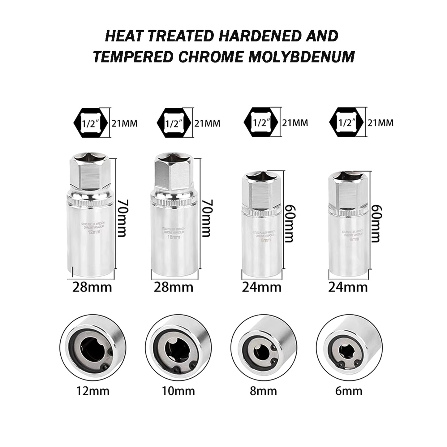 Stud Extractors Roller Type Stud Remover Set 6mm 8mm 10mm 12mm Extractors