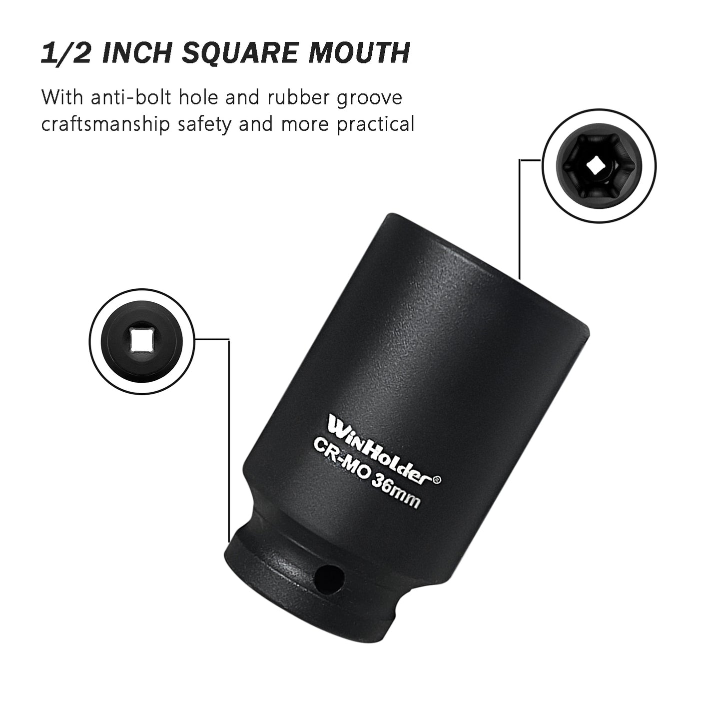 36mm 1/2" Drive 6 point Hub Nuts Deep Impact Socket