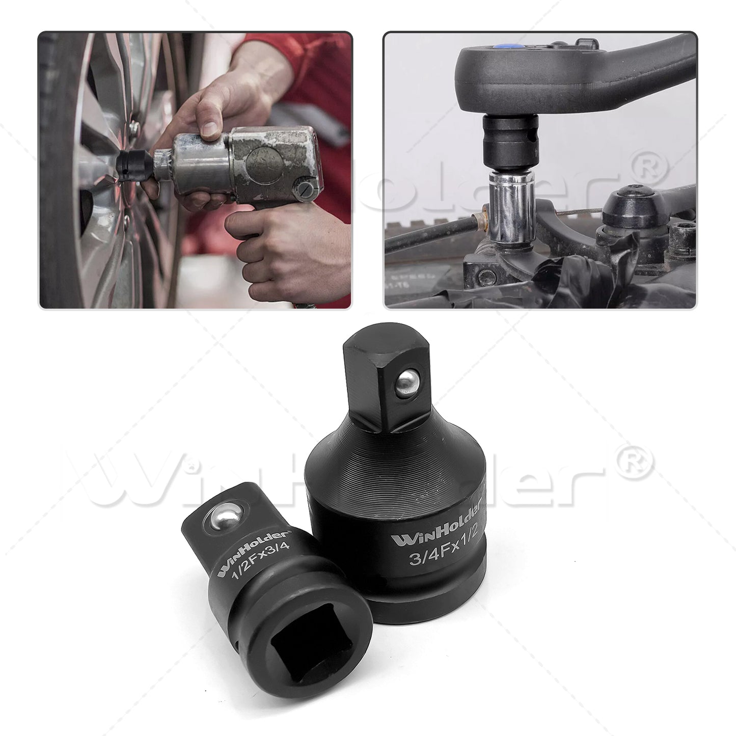 6Pc Impact Socket Adapter Set, Adaptor Reducer 1/4 3/8 1/2 3/4 Inch Square Drive
