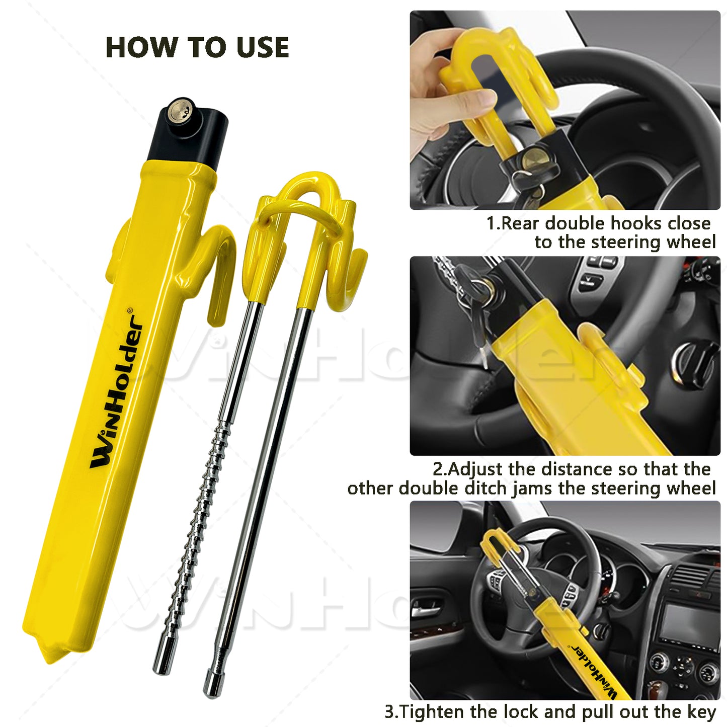 Twin Hooks Steering Wheel Lock